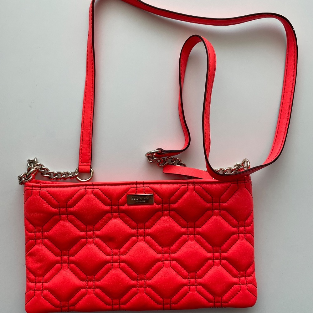 Vintage Kate Spade Astor Court Presley Quilted Crossbody Purse - Coral Pink - Picture 2 of 7